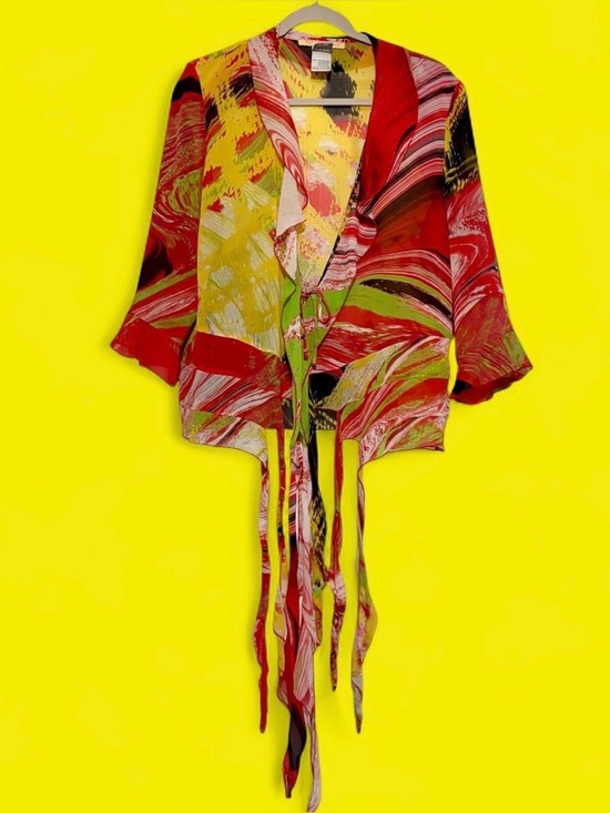 Alain Weiz Tops - RARE vintage Alain Weiz sheer colorful blouse